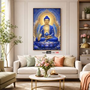 Phật Dược Sư (Dược Sư Lưu Ly Quang Như Lai) | Tranh hộp đèn cao cấp | Mã tranh 346 | Tranh TÂM - Ảnh 5