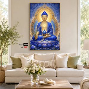 Phật Dược Sư (Dược Sư Lưu Ly Quang Như Lai) | Tranh hộp đèn cao cấp | Mã tranh 346 | Tranh TÂM - Ảnh 4