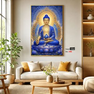 Phật Dược Sư (Dược Sư Lưu Ly Quang Như Lai) | Tranh hộp đèn cao cấp | Mã tranh 346 | Tranh TÂM - Ảnh 3