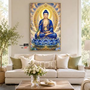 Phật Dược Sư (Dược Sư Lưu Ly Quang Như Lai) | Tranh hộp đèn cao cấp | Mã tranh 347 | Tranh TÂM - Ảnh 4