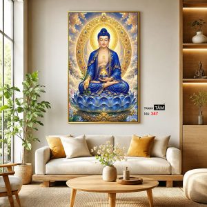 Phật Dược Sư (Dược Sư Lưu Ly Quang Như Lai) | Tranh hộp đèn cao cấp | Mã tranh 347 | Tranh TÂM - Ảnh 3