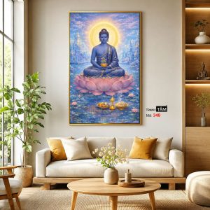 Phật Dược Sư (Dược Sư Lưu Ly Quang Như Lai) | Tranh hộp đèn cao cấp | Mã tranh 348 | Tranh TÂM - Ảnh 3