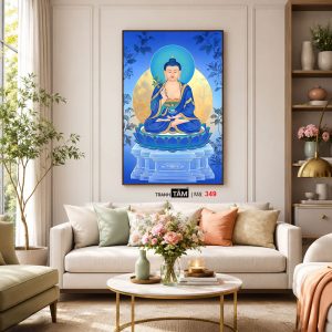 Phật Dược Sư (Dược Sư Lưu Ly Quang Như Lai) | Tranh hộp đèn cao cấp | Mã tranh 349 | Tranh TÂM - Ảnh 5