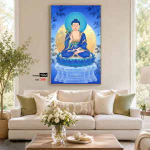 Phật Dược Sư (Dược Sư Lưu Ly Quang Như Lai) | Tranh hộp đèn cao cấp | Mã tranh 349 | Tranh TÂM - Ảnh 4