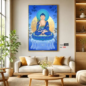 Phật Dược Sư (Dược Sư Lưu Ly Quang Như Lai) | Tranh hộp đèn cao cấp | Mã tranh 349 | Tranh TÂM - Ảnh 3