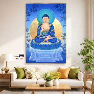 Alternative view of Phật Dược Sư (Dược Sư Lưu Ly Quang Như Lai) | Tranh hộp đèn cao cấp | Mã tranh 349 | Tranh TÂM