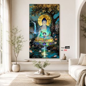 Phật Dược Sư (Dược Sư Lưu Ly Quang Như Lai) | Tranh hộp đèn cao cấp | Mã tranh 350 | Tranh TÂM - Ảnh 3