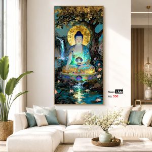 Alternative view of Phật Dược Sư (Dược Sư Lưu Ly Quang Như Lai) | Tranh hộp đèn cao cấp | Mã tranh 350 | Tranh TÂM