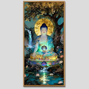 Phật Dược Sư (Dược Sư Lưu Ly Quang Như Lai) | Tranh hộp đèn cao cấp | Mã tranh 350 | Tranh TÂM
