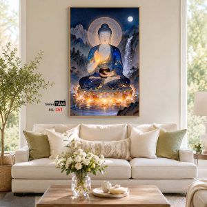 Phật Dược Sư (Dược Sư Lưu Ly Quang Như Lai) | Tranh hộp đèn cao cấp | Mã tranh 351 | Tranh TÂM - Ảnh 4