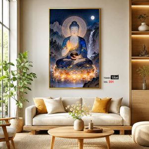 Phật Dược Sư (Dược Sư Lưu Ly Quang Như Lai) | Tranh hộp đèn cao cấp | Mã tranh 351 | Tranh TÂM - Ảnh 3