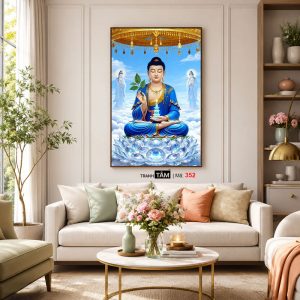 Phật Dược Sư (Dược Sư Lưu Ly Quang Như Lai) | Tranh hộp đèn cao cấp | Mã tranh 352 | Tranh TÂM - Ảnh 5