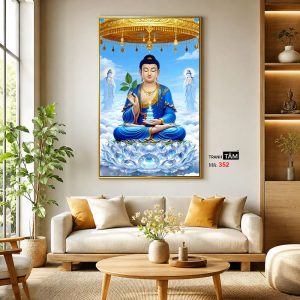 Phật Dược Sư (Dược Sư Lưu Ly Quang Như Lai) | Tranh hộp đèn cao cấp | Mã tranh 352 | Tranh TÂM - Ảnh 3
