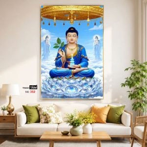 Alternative view of Phật Dược Sư (Dược Sư Lưu Ly Quang Như Lai) | Tranh hộp đèn cao cấp | Mã tranh 352 | Tranh TÂM