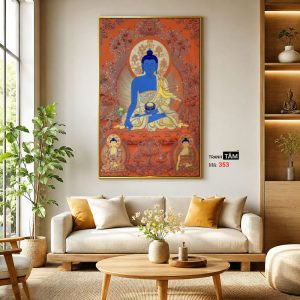 Phật Dược Sư (Dược Sư Lưu Ly Quang Như Lai) | Tranh hộp đèn cao cấp | Mã tranh 353 | Tranh TÂM - Ảnh 3