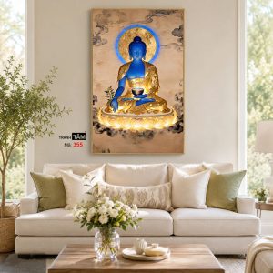 Phật Dược Sư (Dược Sư Lưu Ly Quang Như Lai) | Tranh hộp đèn cao cấp | Mã tranh 355 | Tranh TÂM - Ảnh 4