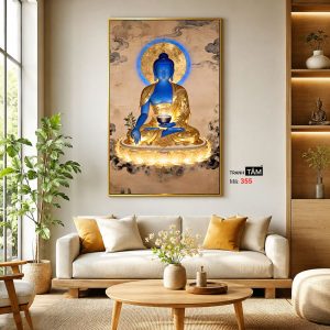 Phật Dược Sư (Dược Sư Lưu Ly Quang Như Lai) | Tranh hộp đèn cao cấp | Mã tranh 355 | Tranh TÂM - Ảnh 3