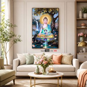 Phật Dược Sư (Dược Sư Lưu Ly Quang Như Lai) | Tranh hộp đèn cao cấp | Mã tranh 356 | Tranh TÂM - Ảnh 5