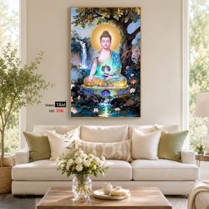 Phật Dược Sư (Dược Sư Lưu Ly Quang Như Lai) | Tranh hộp đèn cao cấp | Mã tranh 356 | Tranh TÂM - Ảnh 4