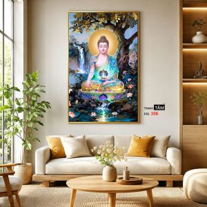 Phật Dược Sư (Dược Sư Lưu Ly Quang Như Lai) | Tranh hộp đèn cao cấp | Mã tranh 356 | Tranh TÂM - Ảnh 3