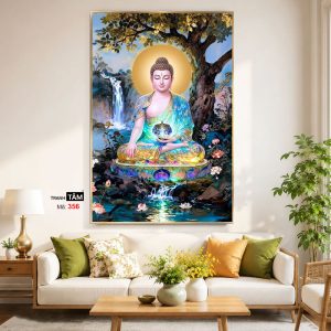 Alternative view of Phật Dược Sư (Dược Sư Lưu Ly Quang Như Lai) | Tranh hộp đèn cao cấp | Mã tranh 356 | Tranh TÂM