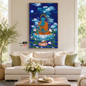Phật Dược Sư (Dược Sư Lưu Ly Quang Như Lai) | Tranh hộp đèn cao cấp | Mã tranh 359 | Tranh TÂM - Ảnh 4