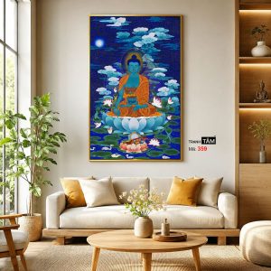 Phật Dược Sư (Dược Sư Lưu Ly Quang Như Lai) | Tranh hộp đèn cao cấp | Mã tranh 359 | Tranh TÂM - Ảnh 3