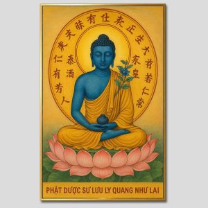 Phật Dược Sư (Dược Sư Lưu Ly Quang Như Lai) | Tranh hộp đèn cao cấp | Mã tranh 360 | Tranh TÂM