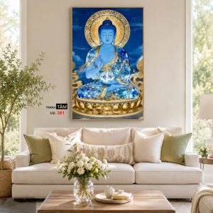 Phật Dược Sư (Dược Sư Lưu Ly Quang Như Lai) | Tranh hộp đèn cao cấp | Mã tranh 361 | Tranh TÂM - Ảnh 4