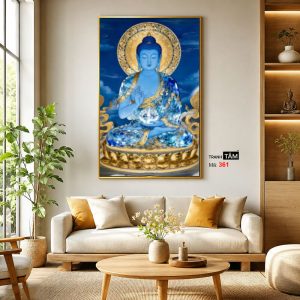 Phật Dược Sư (Dược Sư Lưu Ly Quang Như Lai) | Tranh hộp đèn cao cấp | Mã tranh 361 | Tranh TÂM - Ảnh 3