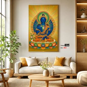 Phật Dược Sư (Dược Sư Lưu Ly Quang Như Lai) | Tranh hộp đèn cao cấp | Mã tranh 363 | Tranh TÂM - Ảnh 3