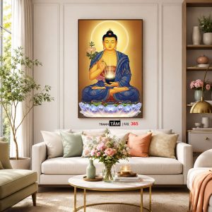 Phật Dược Sư (Dược Sư Lưu Ly Quang Như Lai) | Tranh hộp đèn cao cấp | Mã tranh 365 | Tranh TÂM - Ảnh 5
