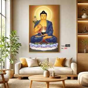 Phật Dược Sư (Dược Sư Lưu Ly Quang Như Lai) | Tranh hộp đèn cao cấp | Mã tranh 365 | Tranh TÂM - Ảnh 3