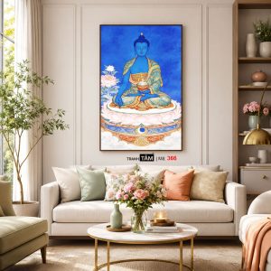 Phật Dược Sư (Dược Sư Lưu Ly Quang Như Lai) | Tranh hộp đèn cao cấp | Mã tranh 366 | Tranh TÂM - Ảnh 5