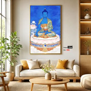 Phật Dược Sư (Dược Sư Lưu Ly Quang Như Lai) | Tranh hộp đèn cao cấp | Mã tranh 366 | Tranh TÂM - Ảnh 3