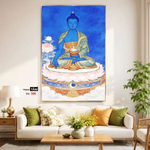 Alternative view of Phật Dược Sư (Dược Sư Lưu Ly Quang Như Lai) | Tranh hộp đèn cao cấp | Mã tranh 366 | Tranh TÂM