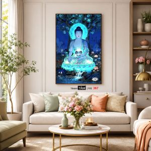 Phật Dược Sư (Dược Sư Lưu Ly Quang Như Lai) | Tranh hộp đèn cao cấp | Mã tranh 367 | Tranh TÂM - Ảnh 5