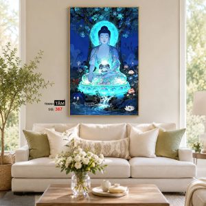 Phật Dược Sư (Dược Sư Lưu Ly Quang Như Lai) | Tranh hộp đèn cao cấp | Mã tranh 367 | Tranh TÂM - Ảnh 4