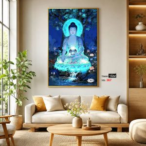 Phật Dược Sư (Dược Sư Lưu Ly Quang Như Lai) | Tranh hộp đèn cao cấp | Mã tranh 367 | Tranh TÂM - Ảnh 3
