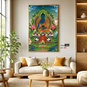 Phật Dược Sư (Dược Sư Lưu Ly Quang Như Lai) | Tranh hộp đèn cao cấp | Mã tranh 368 | Tranh TÂM - Ảnh 3