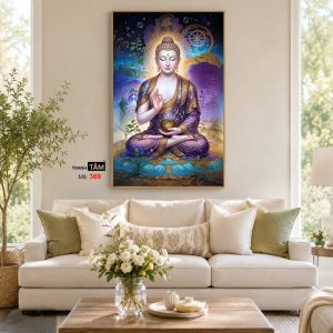 Phật Dược Sư (Dược Sư Lưu Ly Quang Như Lai) | Tranh hộp đèn cao cấp | Mã tranh 369 | Tranh TÂM - Ảnh 4
