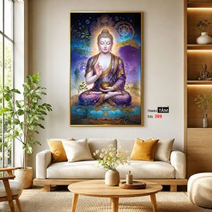 Phật Dược Sư (Dược Sư Lưu Ly Quang Như Lai) | Tranh hộp đèn cao cấp | Mã tranh 369 | Tranh TÂM - Ảnh 3