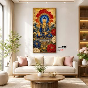 Phật Dược Sư (Dược Sư Lưu Ly Quang Như Lai) | Tranh hộp đèn cao cấp | Mã tranh 370 | Tranh TÂM - Ảnh 5