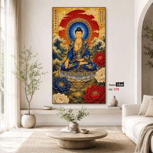 Phật Dược Sư (Dược Sư Lưu Ly Quang Như Lai) | Tranh hộp đèn cao cấp | Mã tranh 370 | Tranh TÂM - Ảnh 3