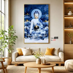 Phật Dược Sư (Dược Sư Lưu Ly Quang Như Lai) | Tranh hộp đèn cao cấp | Mã tranh 371 | Tranh TÂM - Ảnh 3