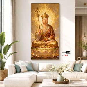 Địa Tạng Vương Bồ Tát | Tranh hộp đèn cao cấp | Mã tranh 406 | Tranh TÂM - Ảnh 5