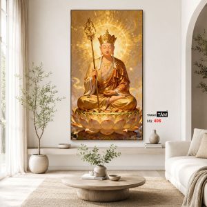 Địa Tạng Vương Bồ Tát | Tranh hộp đèn cao cấp | Mã tranh 406 | Tranh TÂM - Ảnh 4