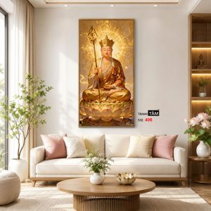 Địa Tạng Vương Bồ Tát | Tranh hộp đèn cao cấp | Mã tranh 406 | Tranh TÂM - Ảnh 3