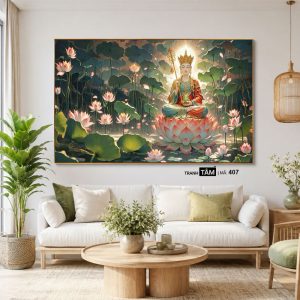 Địa Tạng Vương Bồ Tát | Tranh hộp đèn cao cấp | Mã tranh 407 | Tranh TÂM - Ảnh 4