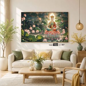 Địa Tạng Vương Bồ Tát | Tranh hộp đèn cao cấp | Mã tranh 407 | Tranh TÂM - Ảnh 3